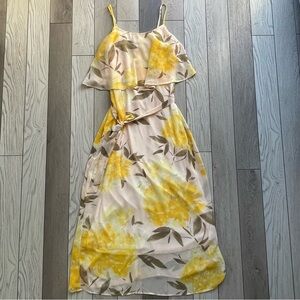Gilli Yellow and Cream Maxi Chiffon Sundress for Weddings